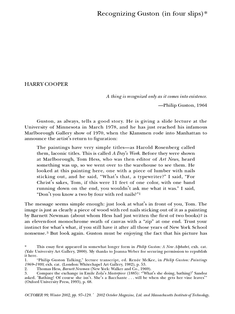 Harry Cooper Recognizing Guston | PDF | Syntax