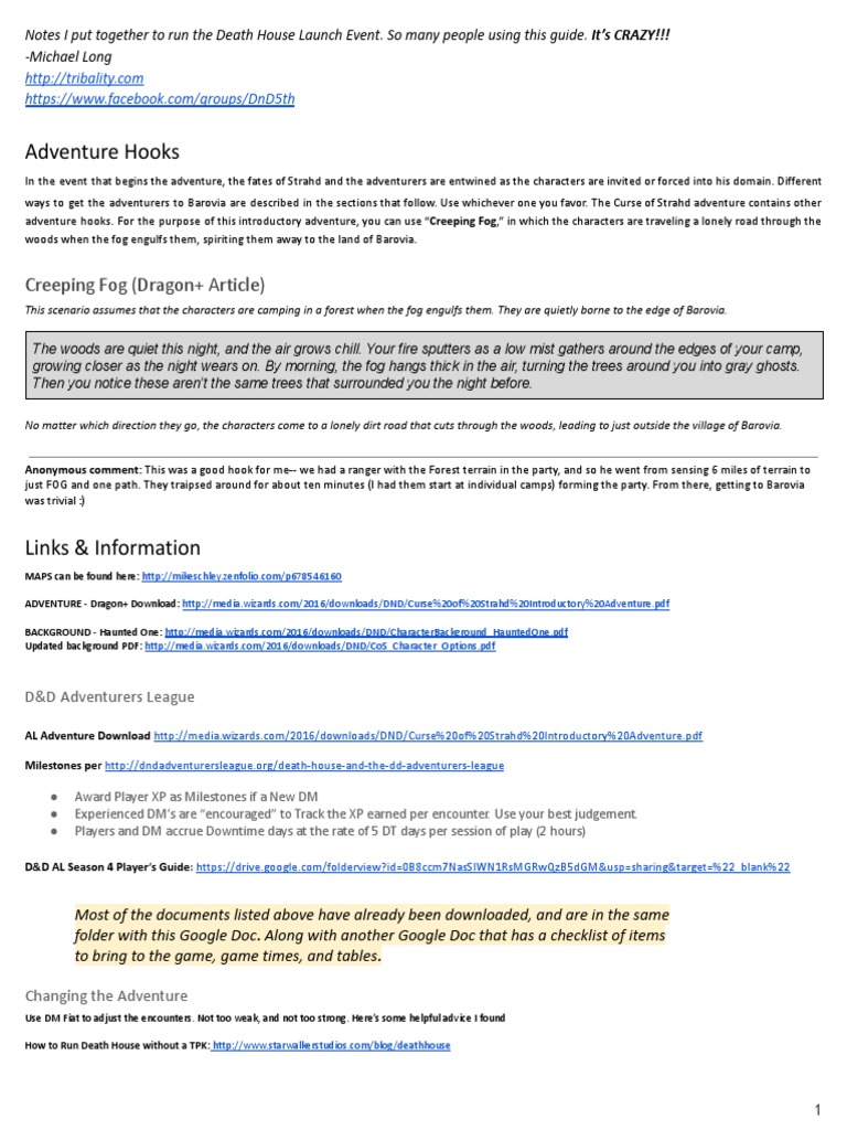 Running Death House Notes PDF