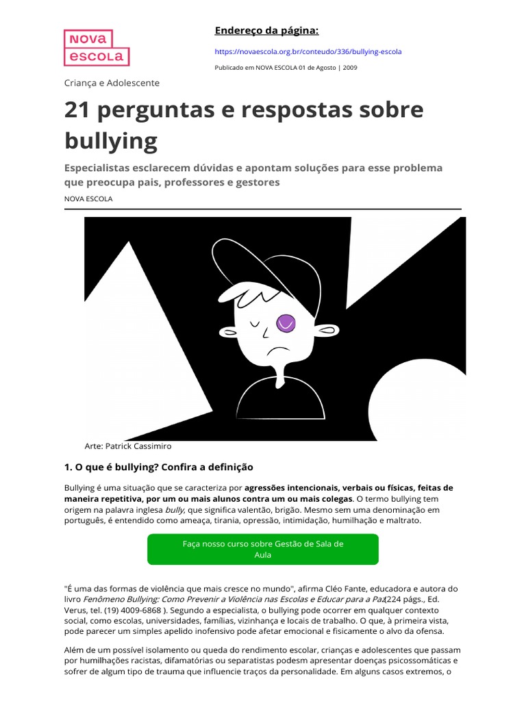 21 Perguntas e Respostas Sobre Bullying | PDF