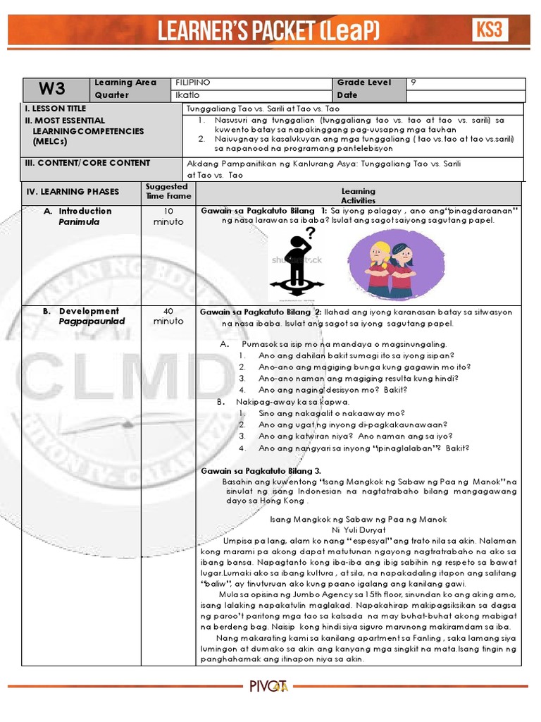 Tunggalian sa Kuwento at Kultura | PDF | Language Arts & Discipline ...