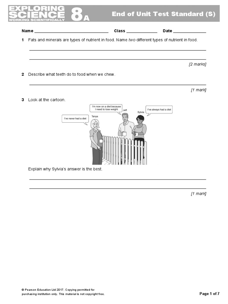 8a end of unit test standard pdf