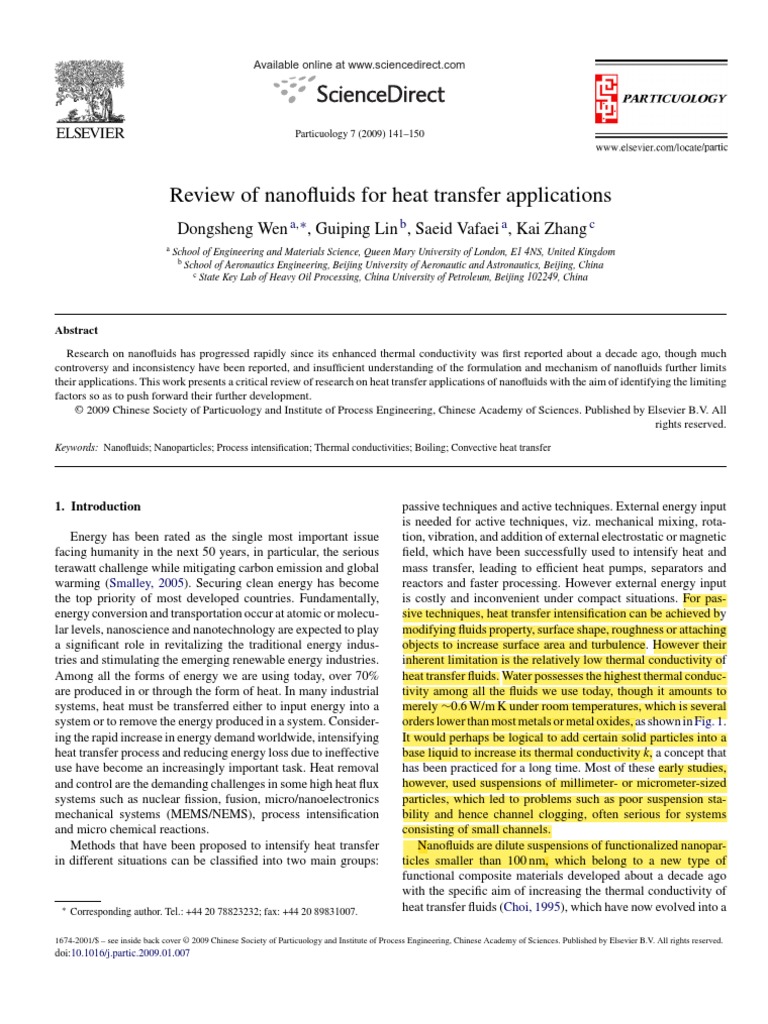 Review of Nanofluids For Heat Transfer Applications (Edit) | PDF ...