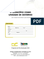 O Município Como Unidade de Governo 1 Edição