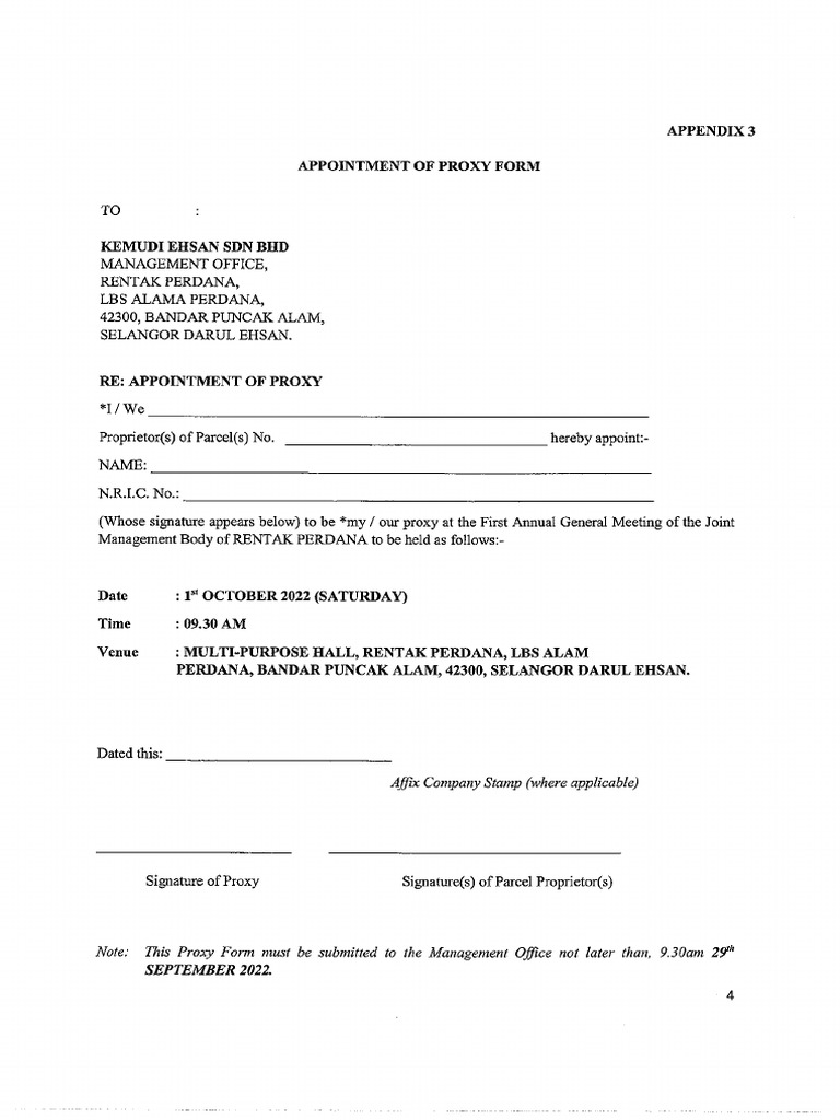 Proxy Form Rentak Perdana | PDF