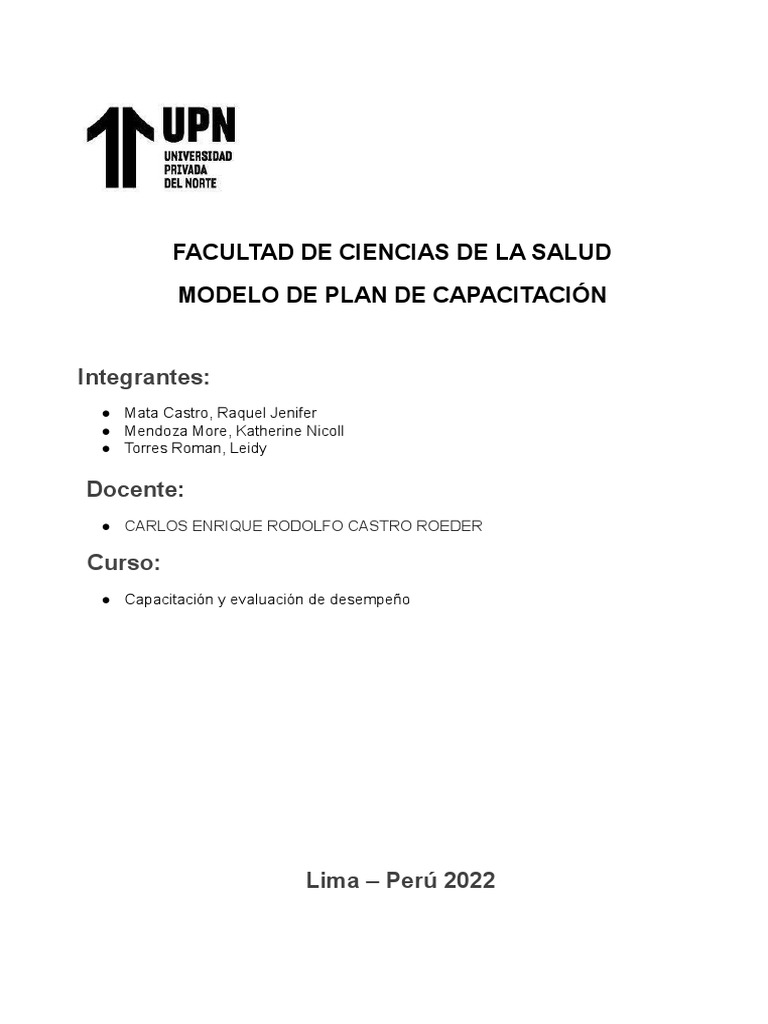 modelo plan de capacitación | PDF