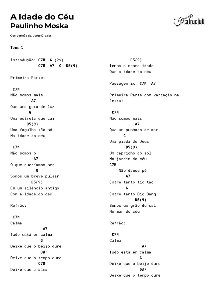 Cifras e Letra: A Idade do Céu | PDF | Céu | Astronomia estelar