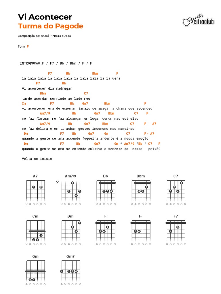 Cifra Club Turma Do Pagode Vi Acontecer PDF