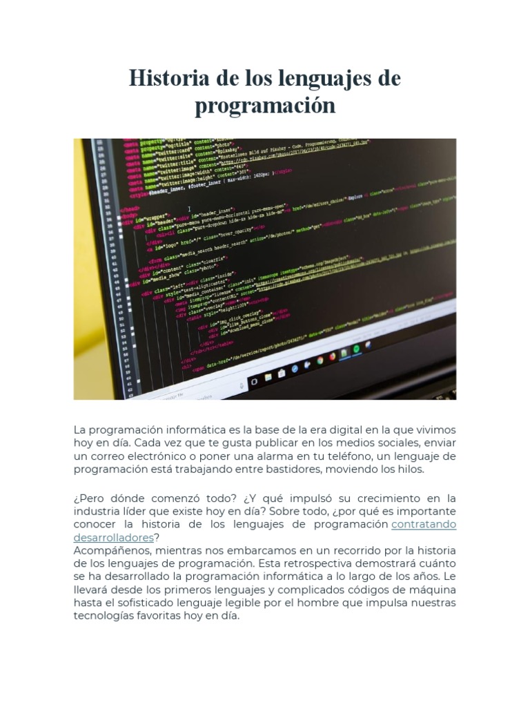 Historia de Los Lenguajes de Programación | PDF | Programación de ...