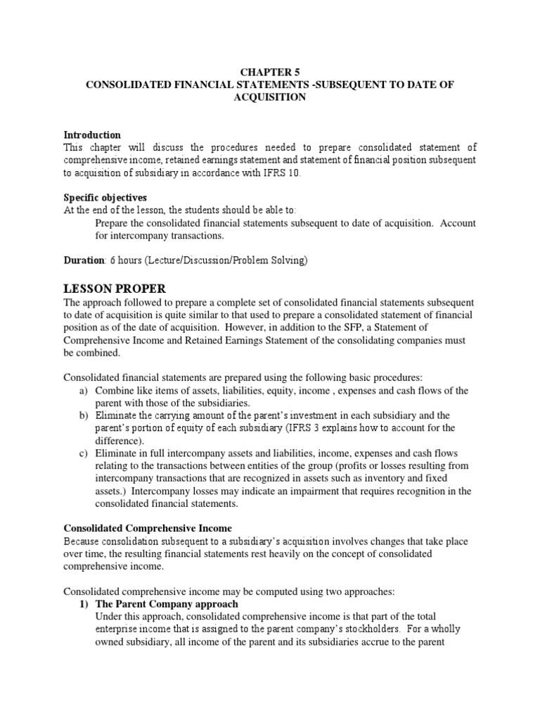 Post-Acquisition Consolidated Statements | PDF | Financial Statement ...