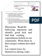LS2 Science Worksheets AE JHS Superstitious Beliefs