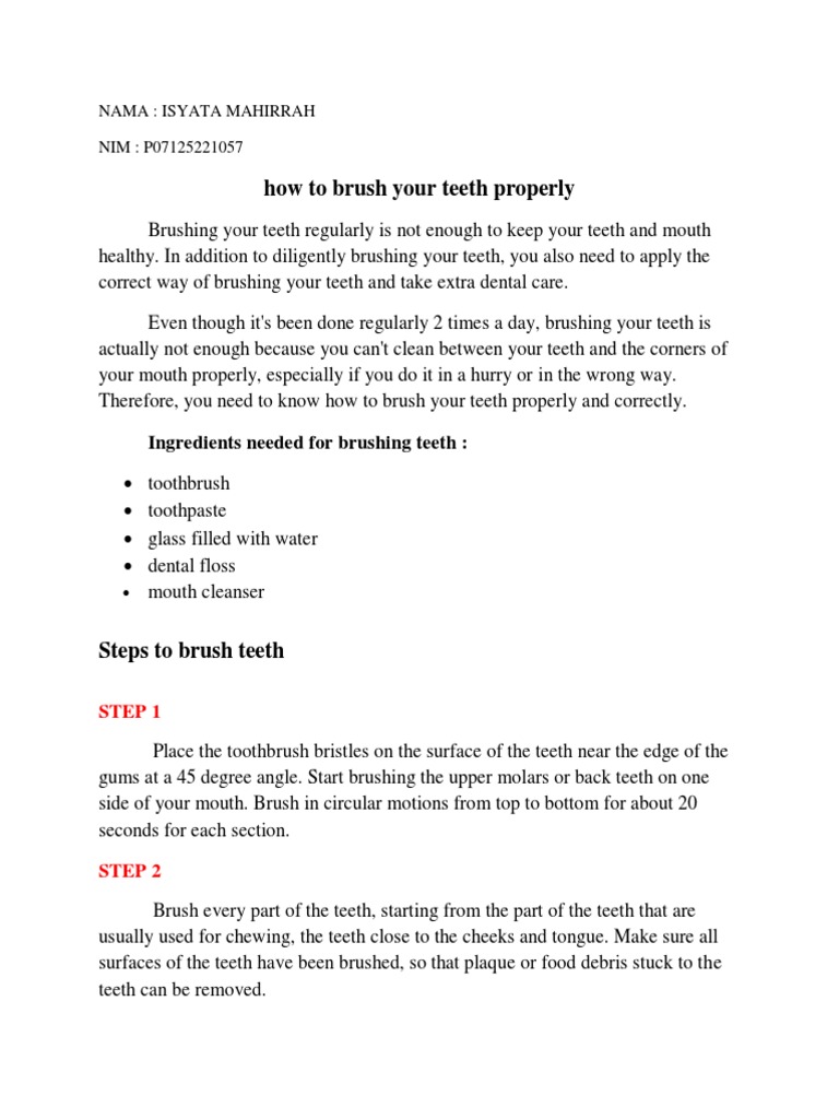 Step-by-Step Guide to Proper Tooth Brushing | PDF | Toothbrush | Oral ...
