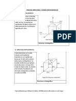 Posiciones Direcciones Planos Cristalográficos, Defectos Cristalinos.