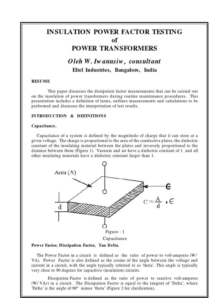 Power Dissipation Factor Transformer Capacitor