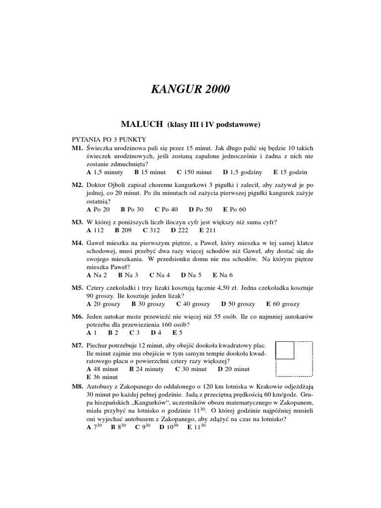 Kangur Matematyczny Kategorie Wiekowe