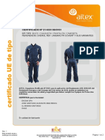 Certificado EPI buzo chaqueta pantalón camiseta protección térmica riesgos