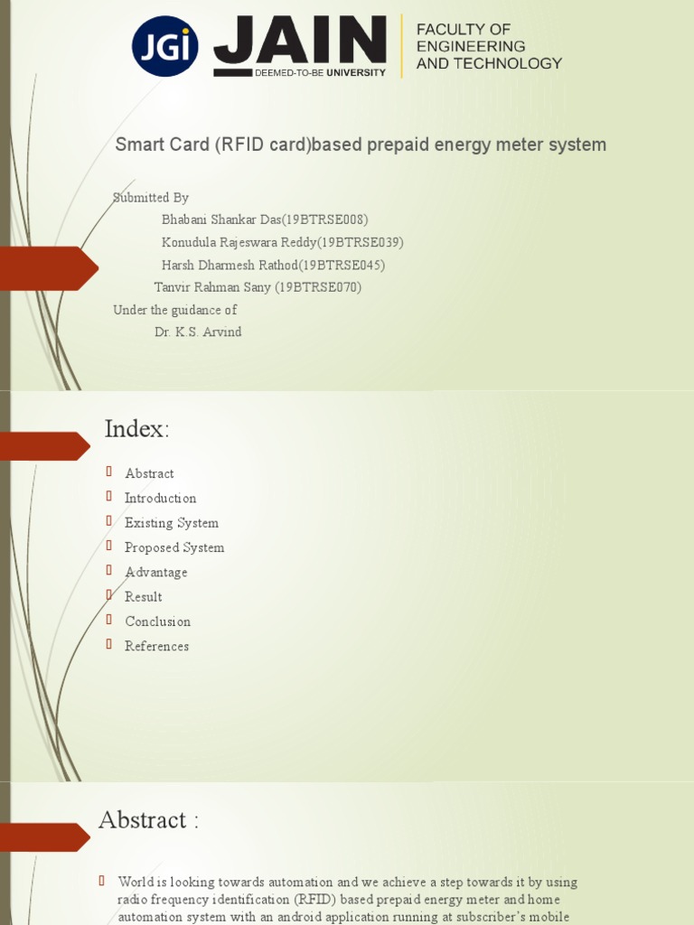 Smart Card (RFID Card) Based Prepaid Energy Meter System 1 | PDF