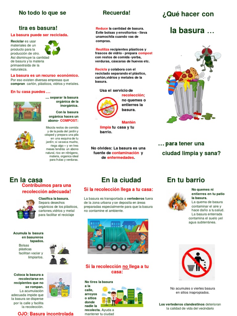 Tríptico sobre la Basura y Reciclaje | PDF | Residuos | Vertedero