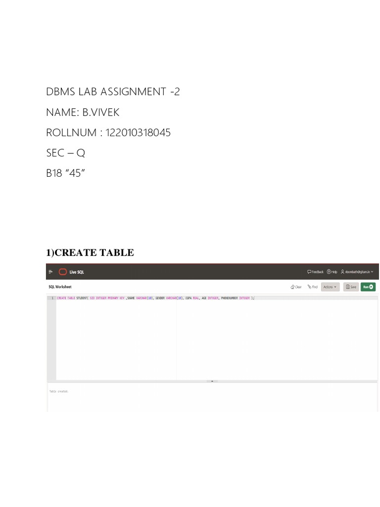 DBMS Lab Assignment 2 PDF