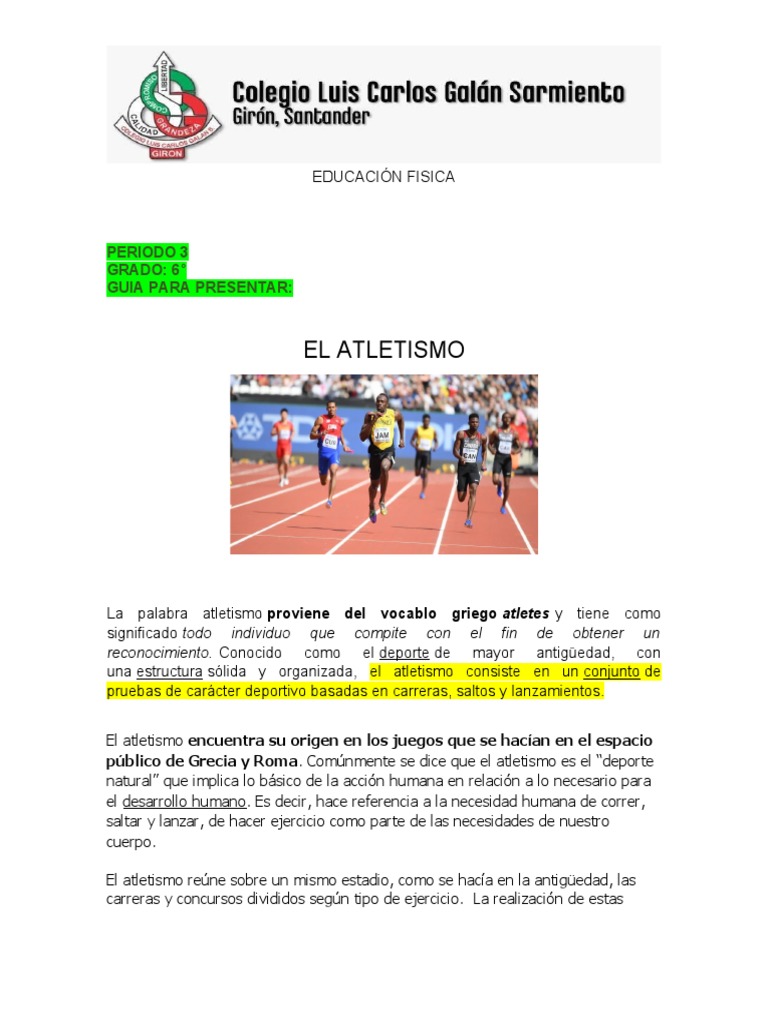Guía Completa de Atletismo 6° Grado | PDF | Deporte del atletismo ...