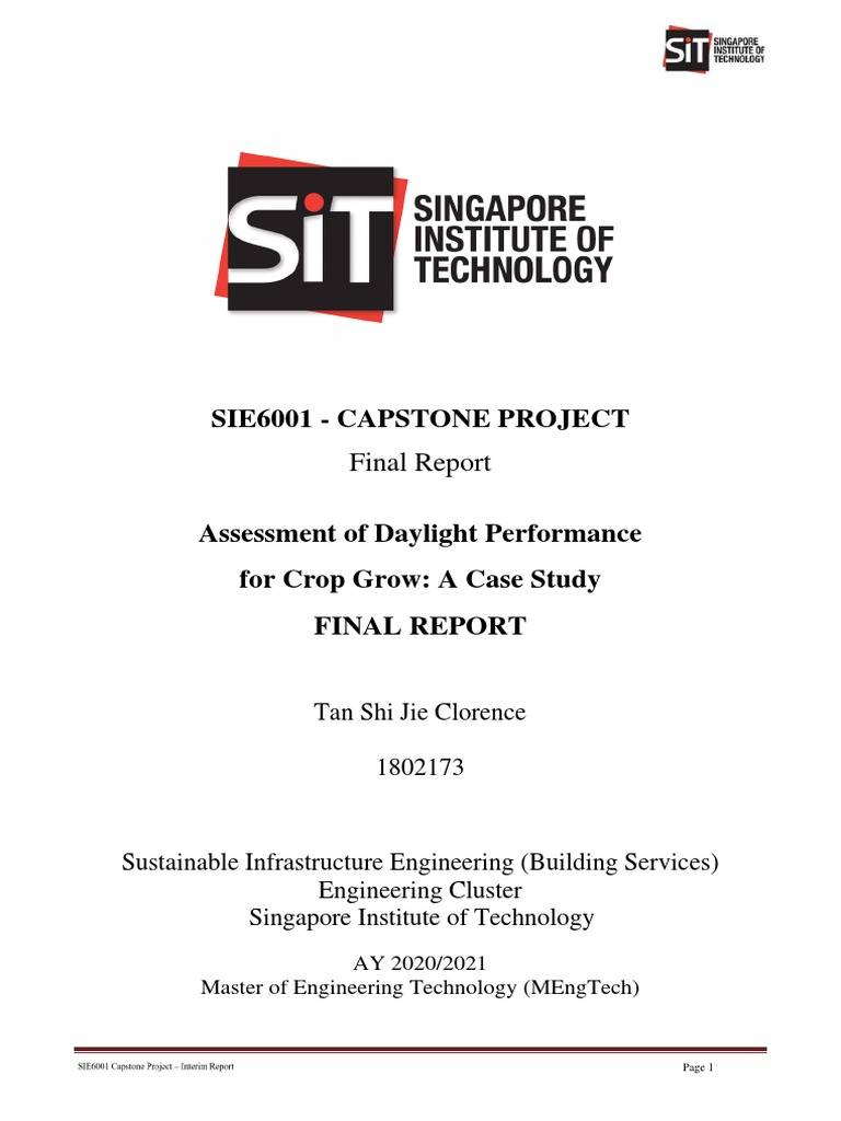 SIE6001 - Capstone - Final Report - 1802173 - Clorence Tan | PDF | Business