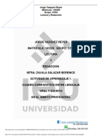 Actividad 1. Cuadro Comparativo Entre Lenguaje Oral y Escrito en El Mbito Profesional PDF