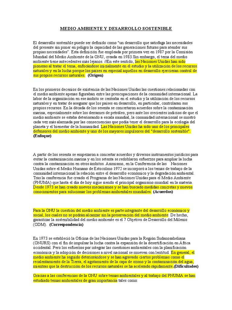 Medio Ambiente y Desarrollo Sostenible | PDF | Desarrollo sostenible ...