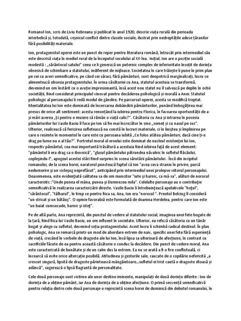 Romanul Ion | PDF