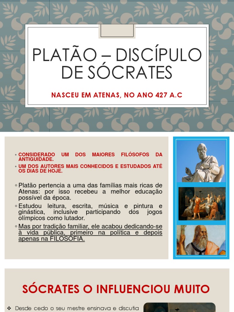 Platão: Discípulo e Filósofo de Sócrates | PDF | Sócrates | Platão