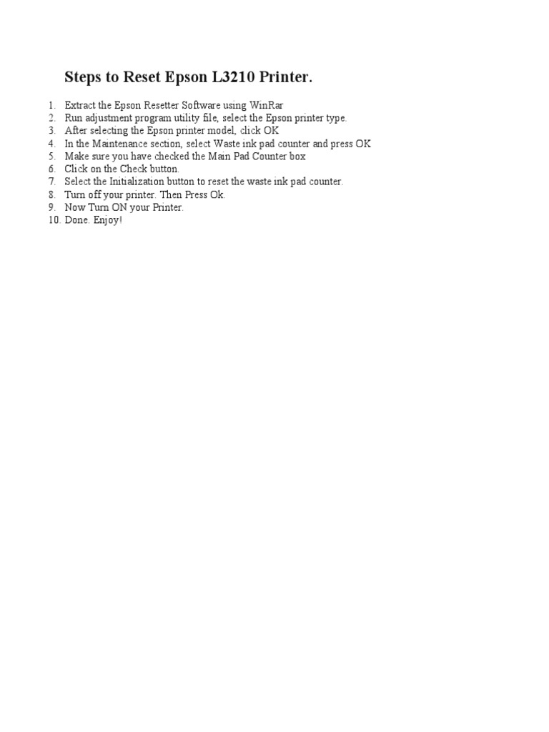 When To Reset Printer