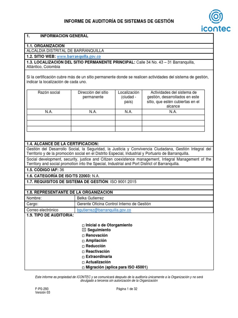 Informe de Auditoria Iso 9001 2015 | PDF | Auditoría | Planificación