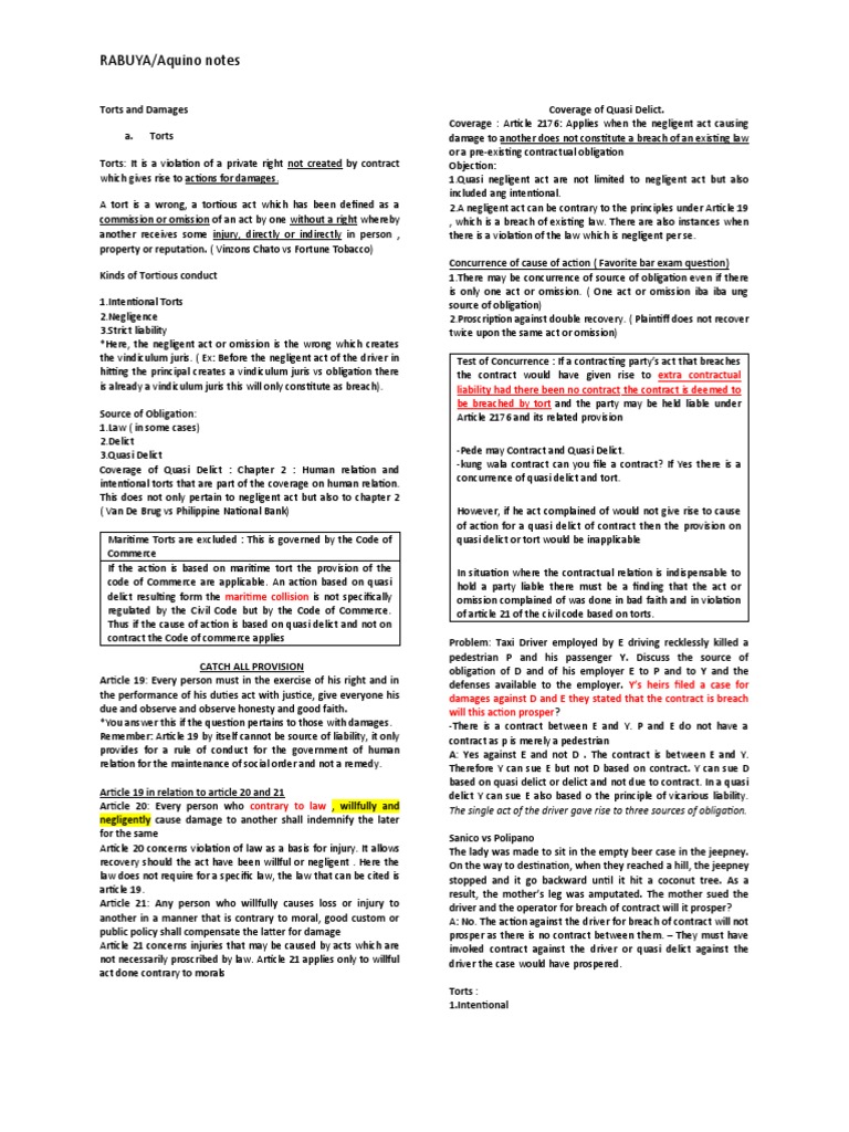 Torts and Damages | PDF