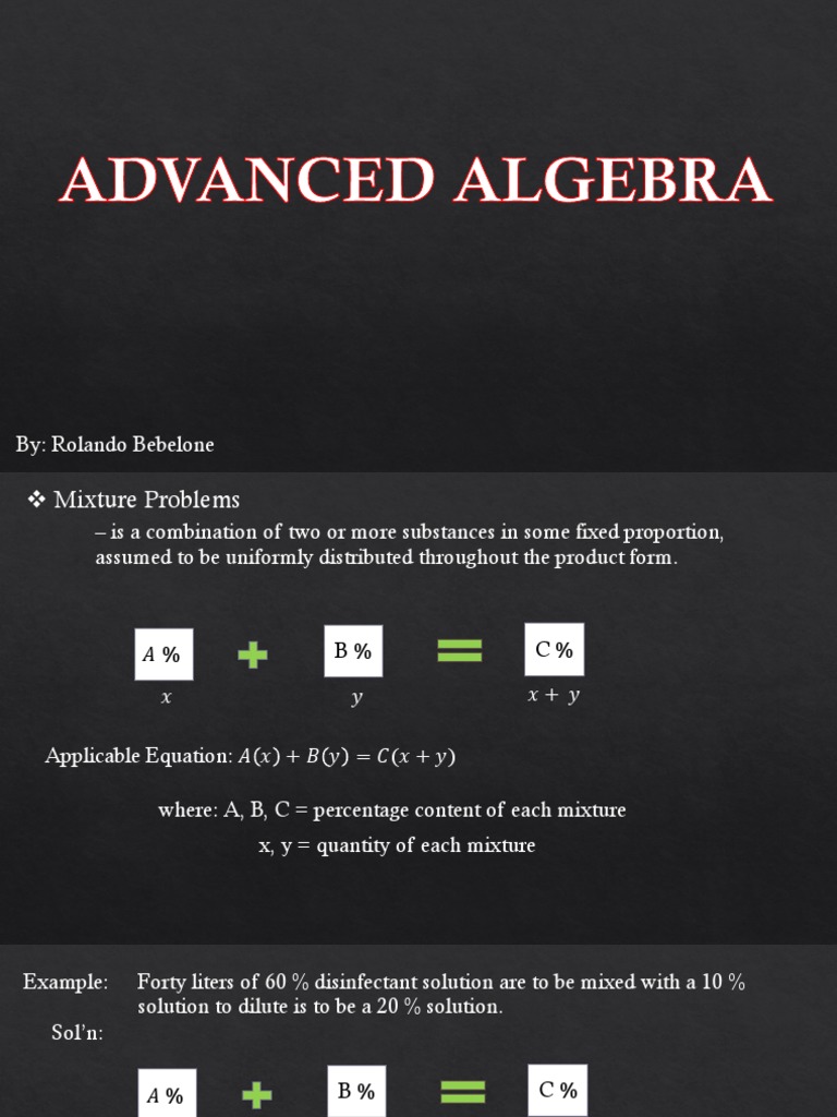 Advanced Algebra | PDF | Mixture | Speed