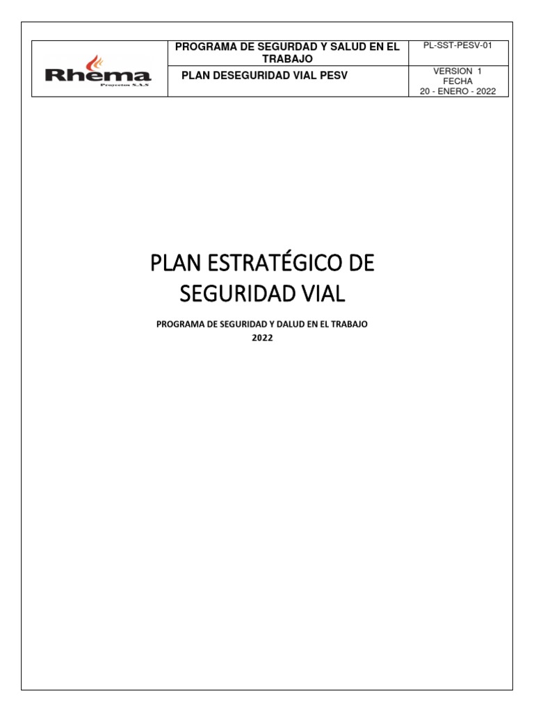 Plan Estrategico de Seguridad Vial Rhema Proyectos 2022 2024 | PDF ...