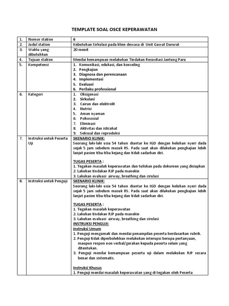 Contoh Soal OSCE Keperawatan RJP | PDF