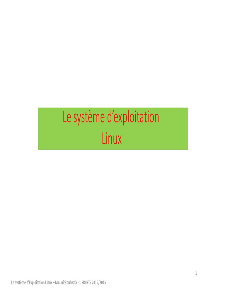 Introduction au Système d'Exploitation Linux | PDF | Unix | Gnou
