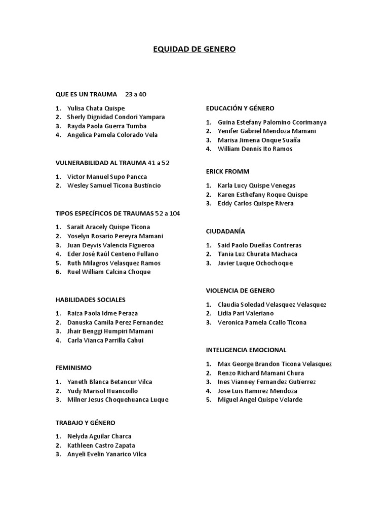 Equidad de Genero | PDF