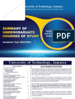UTech, Ja - Summary of Undergraduate Courses of Study