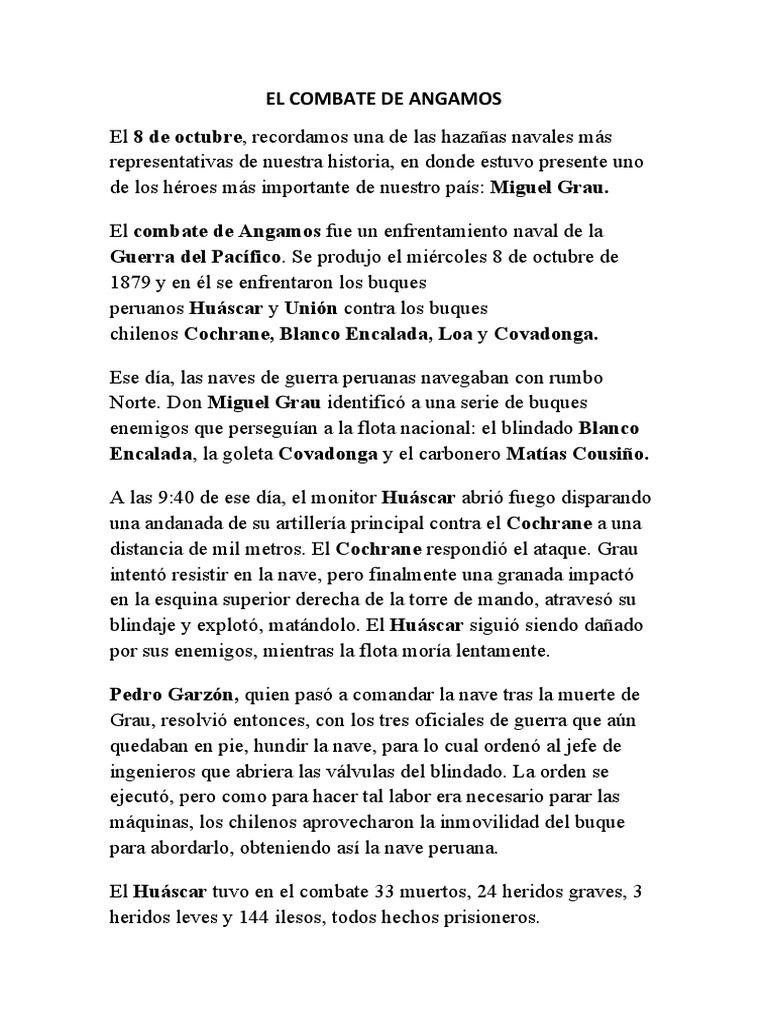 El Combate de Angamos | PDF | Conflictos | Guerra