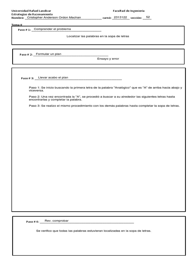 Ejercicio 4 pasos de polya pdf