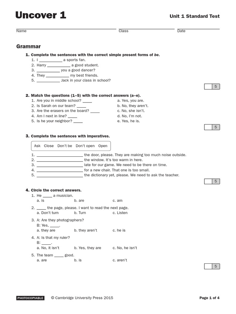 A1 Standard Test I | PDF