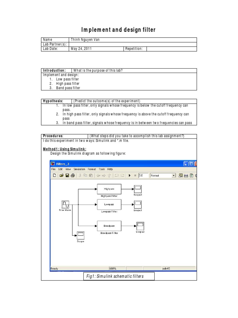 Implement and Design Filter: Fig1: Simulink Schematic Filters ...
