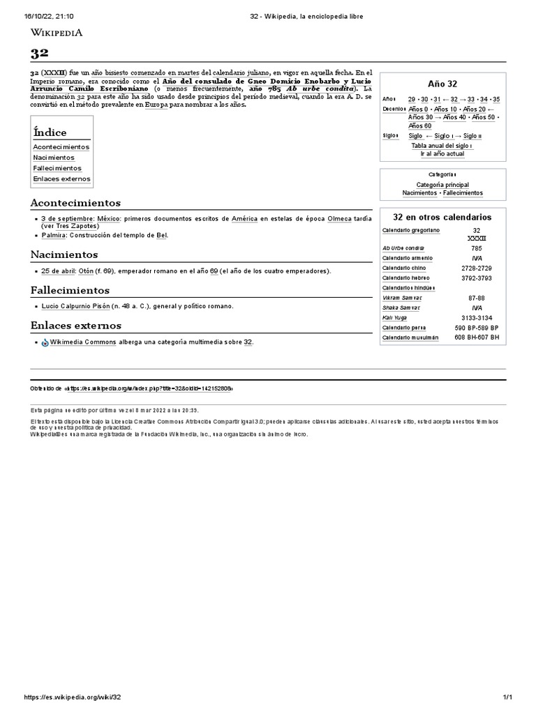 32 - Wikipedia, La Enciclopedia Libre | PDF | Wikipedia
