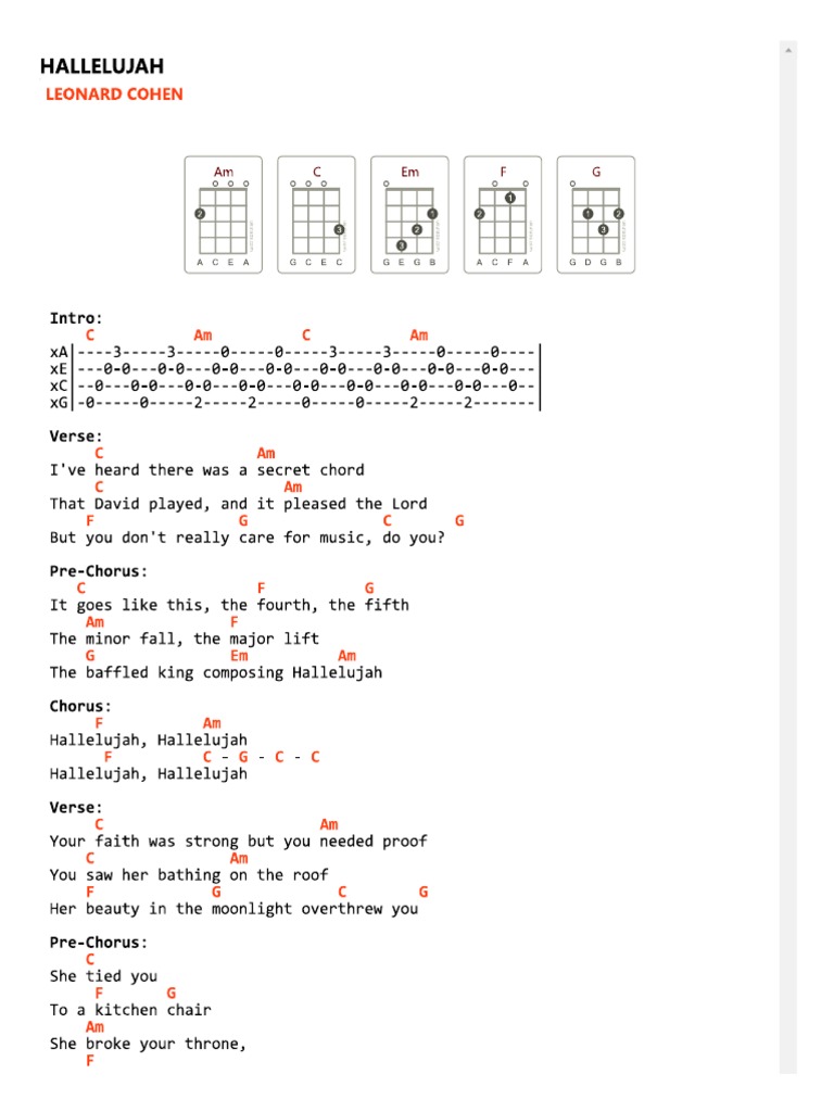 Hallelujah Chords Lyrics | PDF
