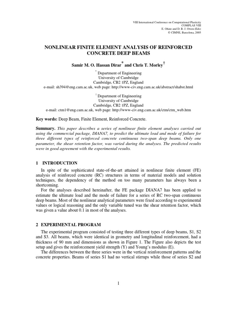 Nonlinear Finite Element Analysis of Reinforced Concrete Deep Beams ...