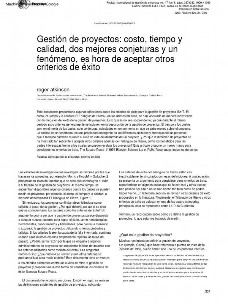 Project Management Cost Time and Quality | PDF | Gestión de proyectos ...