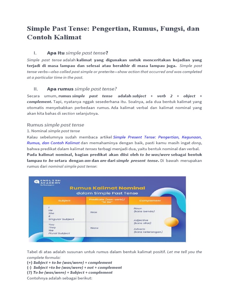 Simple Past Tense | PDF