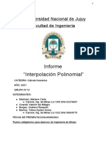 Informe de Interpolación Polinomial - Cálculo Numérico