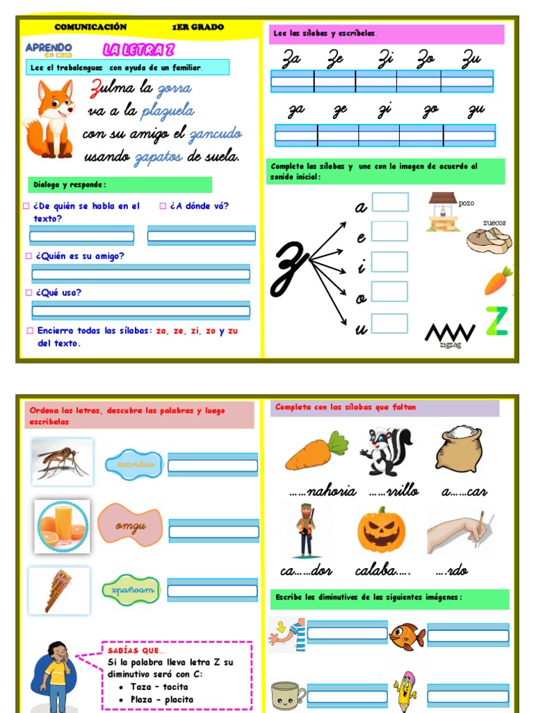 Actividades Didácticas con la Letra Z | PDF