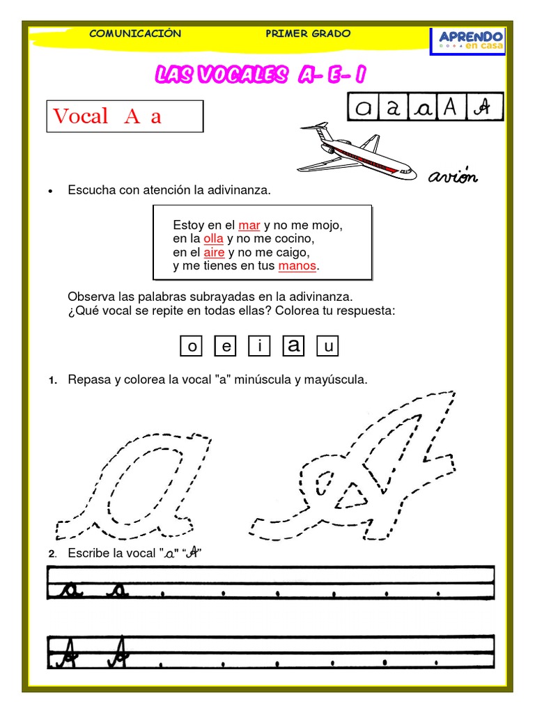 Actividades para aprender vocales A, E, I | PDF | Artes del Lenguaje y ...