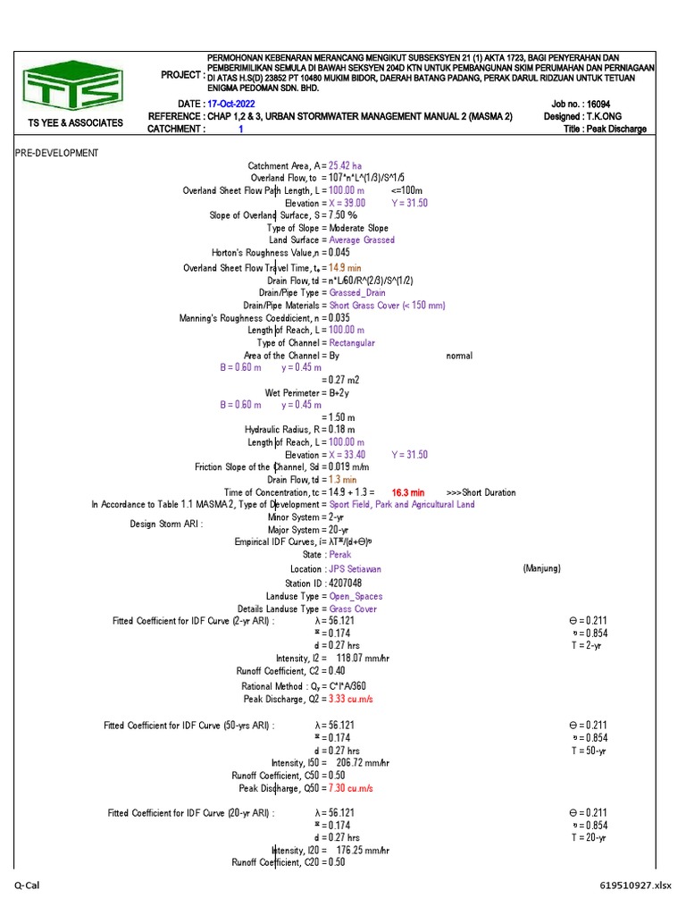 Calculation Drainage PDF Storm Drain Surface Runoff